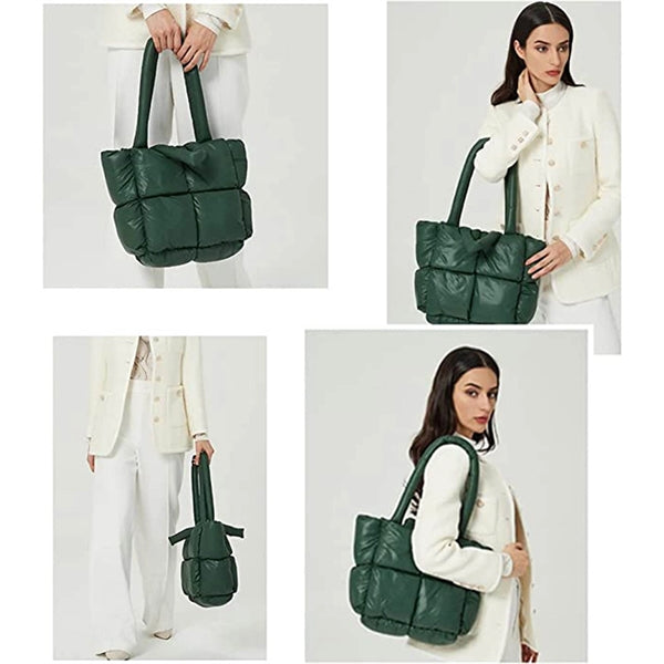 Quilted Puffer Down Cotton Winter Tote Bag