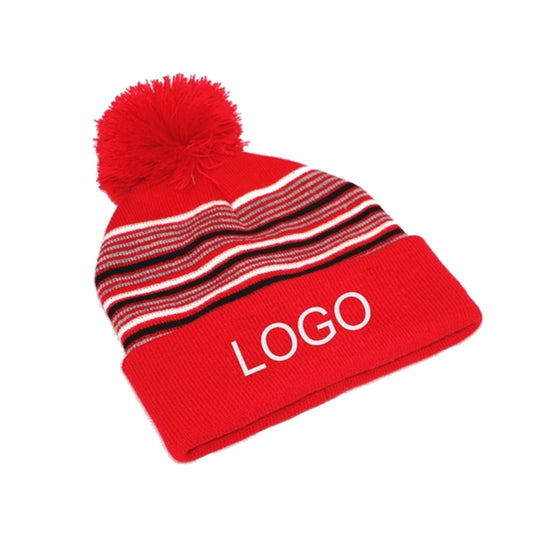 Two-Tone Knit Pom Beanie