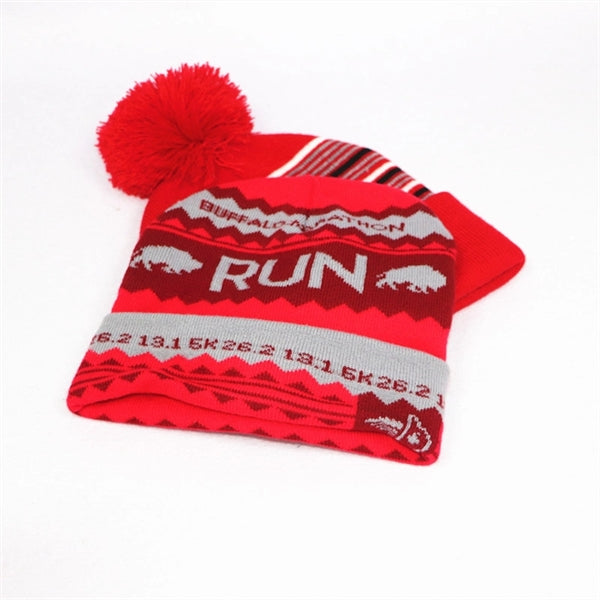 Two-Tone Knit Pom Beanie