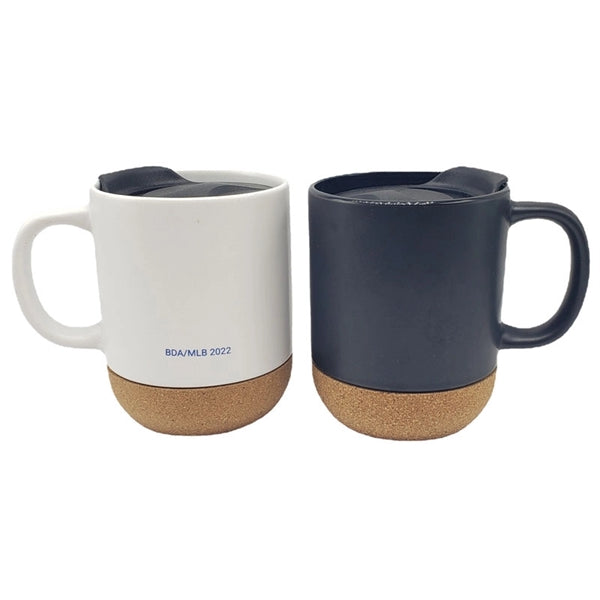 Ceramic Coffee Mug with Cork Bottom and Splash Proof Lid