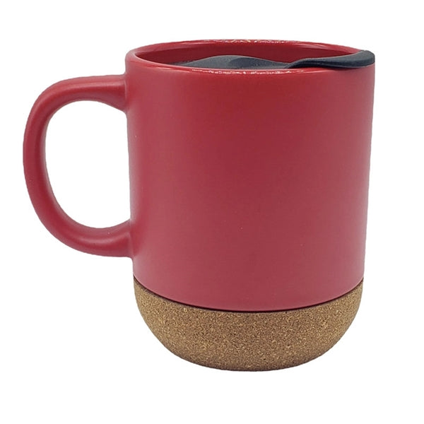 Ceramic Coffee Mug with Cork Bottom and Splash Proof Lid