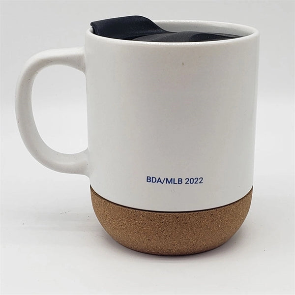 Ceramic Coffee Mug with Cork Bottom and Splash Proof Lid