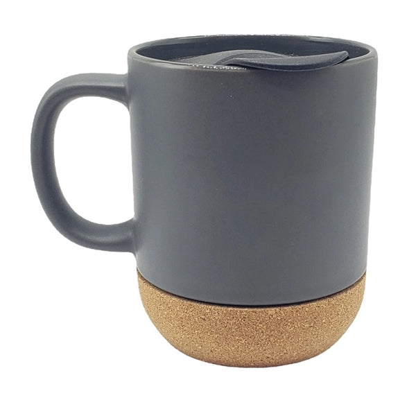 Ceramic Coffee Mug with Cork Bottom and Splash Proof Lid