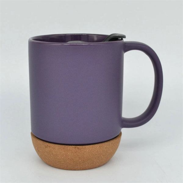 Ceramic Coffee Mug with Cork Bottom and Splash Proof Lid