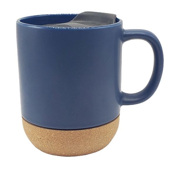 Ceramic Coffee Mug with Cork Bottom and Splash Proof Lid