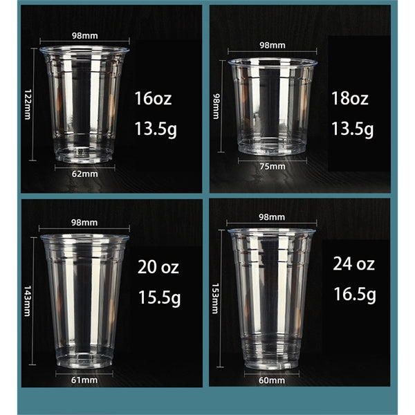 16 oz Clear Plastic Cups With Flat Slotted Lids