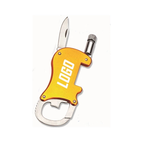 Bottle Opener Carabiner with Flashlight & Knife