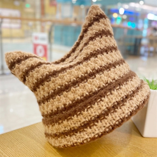 Knitted Cat Ear Beanie Gothic Little Devil Hat Female Caps