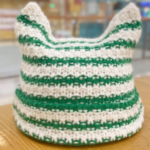 Knitted Cat Ear Beanie Gothic Little Devil Hat Female Caps