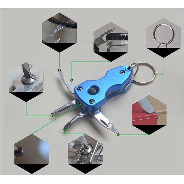 5 In 1 EDC Multitool Keychain with LED Knife Screwdriver