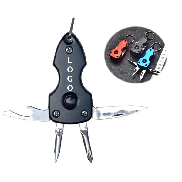5 In 1 EDC Multitool Keychain with LED Knife Screwdriver