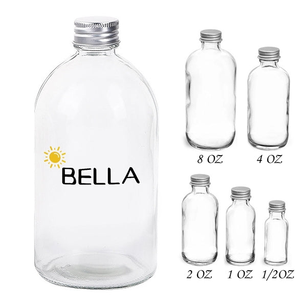 Clear Glass Boston Rounds With Lined Aluminum Caps