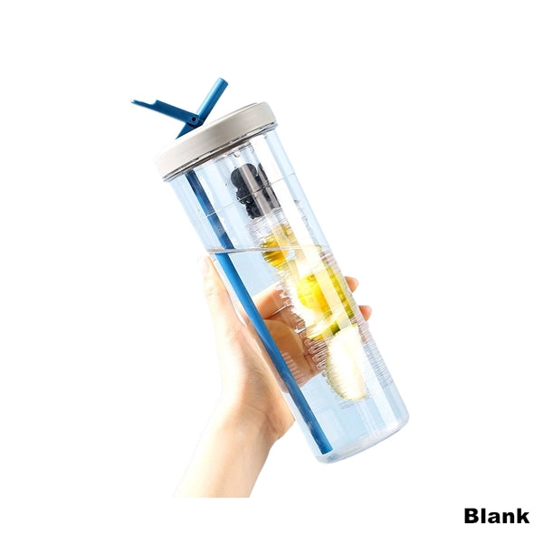 24 oz Leakproof Plastic Fruit Infuser Water Bottle Flip Lid