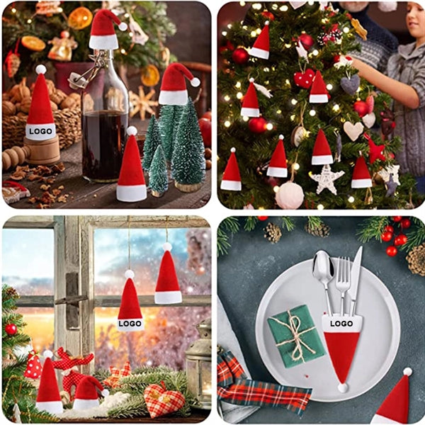 Mini Santa Hats Knife Fork Bottle Cover