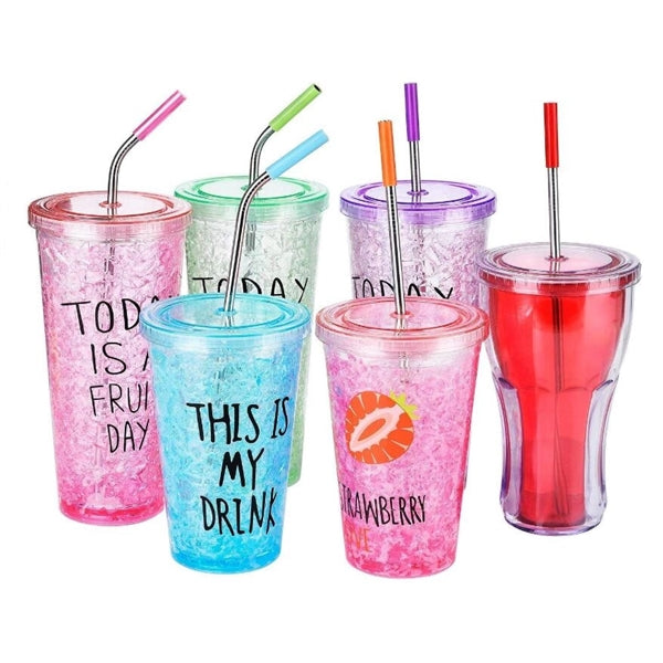 BPA Free Drinking Curved Bent Straws with Pillow Case