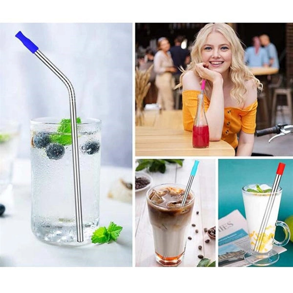 Metal Drinking Straw Set with Travel Pillow Shape Case