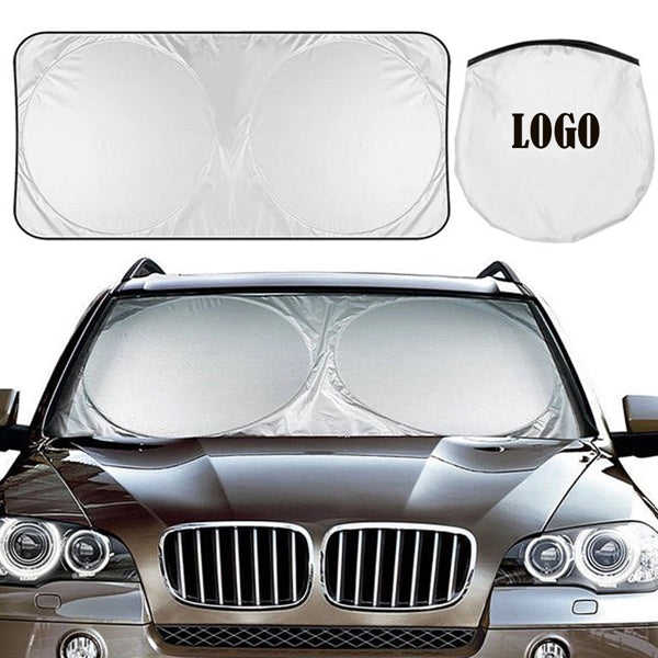 Car Windshield Sun Shade With Storage Pouch