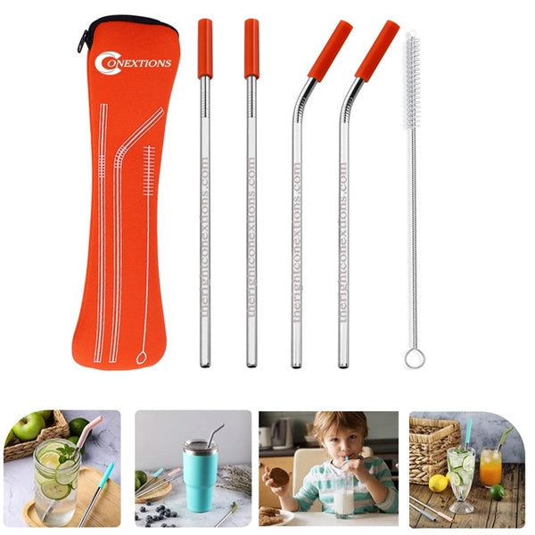 BPA Free Drinking Curved Bent Straws with Pillow Case