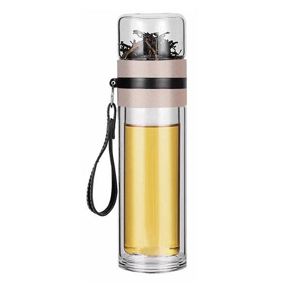 13oz Double Wall Glass Water Bottle