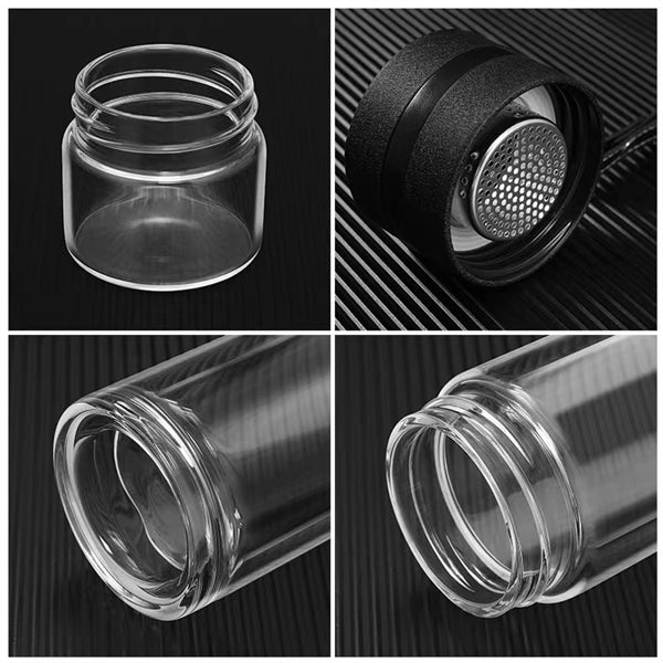 13oz Double Wall Glass Water Bottle