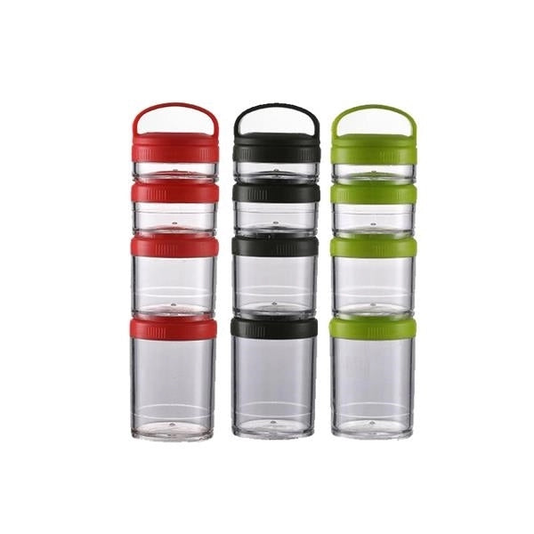 Portable Set of 4 Stackable Protein Powder Snack Container