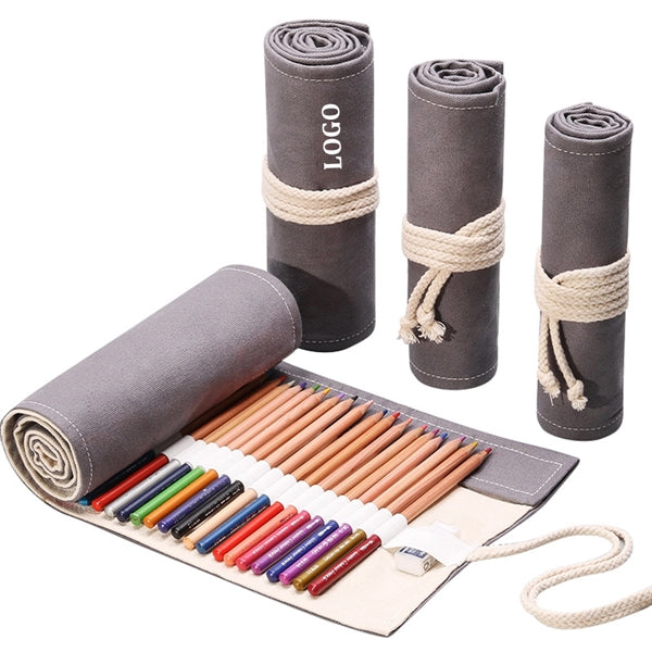 36 Slots Canvas Pencils Roll Pouch