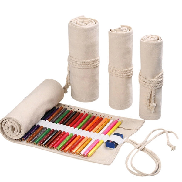 36 Slots Canvas Pencils Roll Pouch
