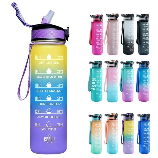 32oz Water Bottle with Time Maker and Straw