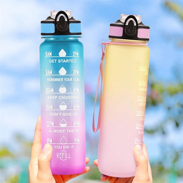 32oz Water Bottle with Time Maker and Straw