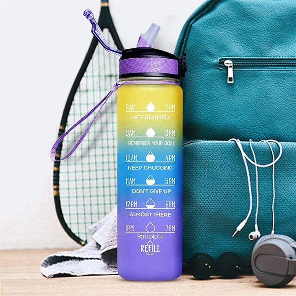 32oz Water Bottle with Time Maker and Straw