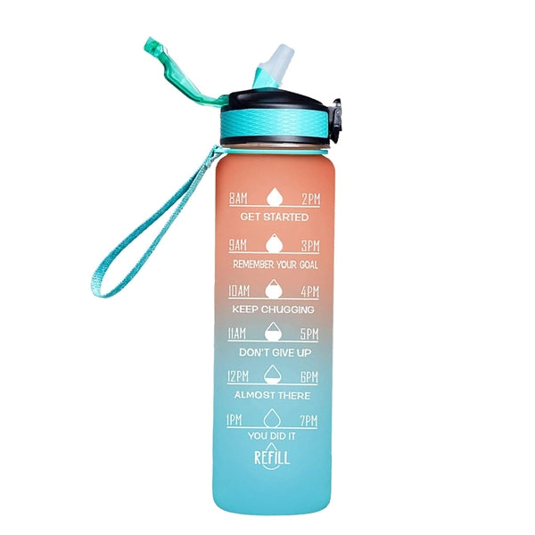 32oz Water Bottle with Time Maker and Straw