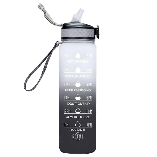32oz Water Bottle with Time Maker and Straw