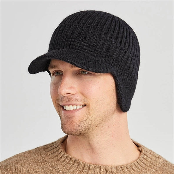 Winter Men Outdoor Thickened Fleece Knit Earflaps Hat