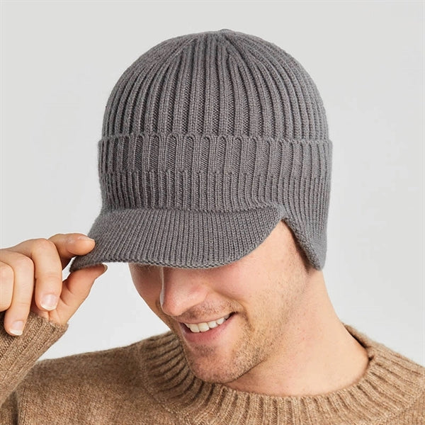Winter Men Outdoor Thickened Fleece Knit Earflaps Hat
