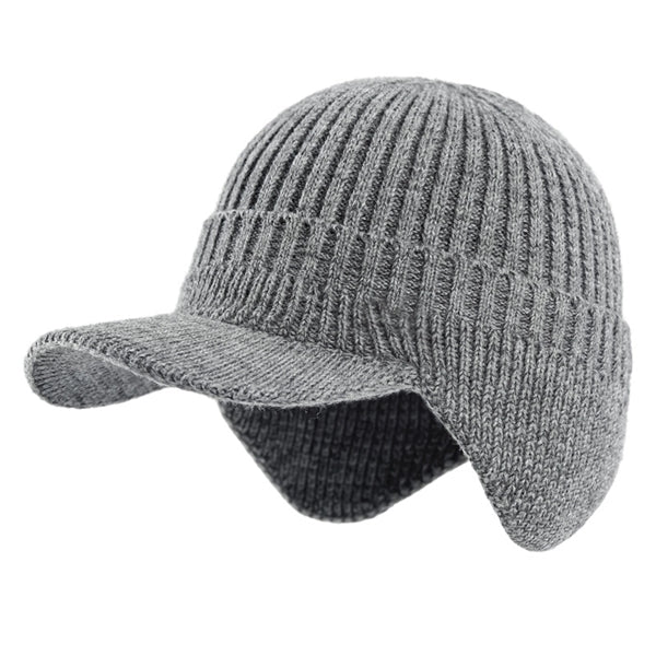 Winter Men Outdoor Thickened Fleece Knit Earflaps Hat