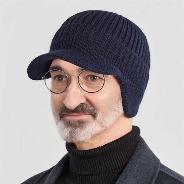 Winter Men Outdoor Thickened Fleece Knit Earflaps Hat