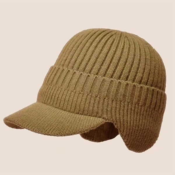 Winter Men Outdoor Thickened Fleece Knit Earflaps Hat