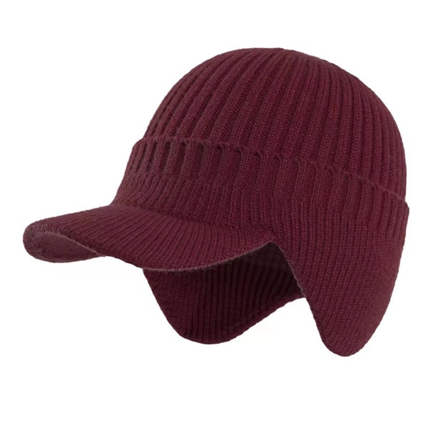 Winter Men Outdoor Thickened Fleece Knit Earflaps Hat