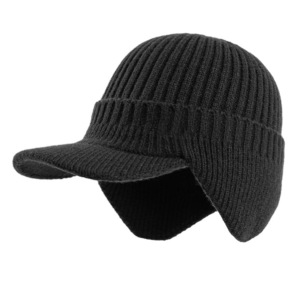 Winter Men Outdoor Thickened Fleece Knit Earflaps Hat