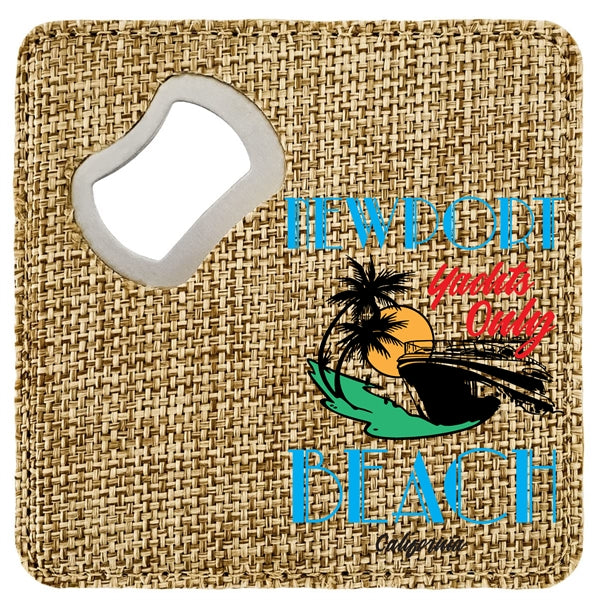 Sublimated 4" x 4" Square Burlap Bottle Opener & Coaster