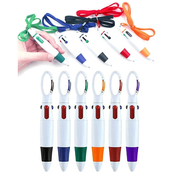 Colorful Ballpoint Pen With Buckle Keychain