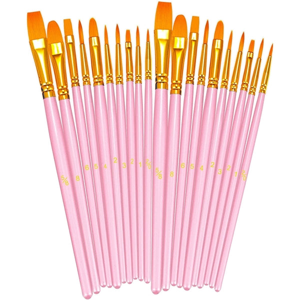 20 Pcs Round Pointed Tip Paintbrushes Set