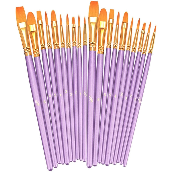 20 Pcs Round Pointed Tip Paintbrushes Set