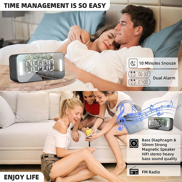 Dual Alarm Clock with Bluetooth Speaker