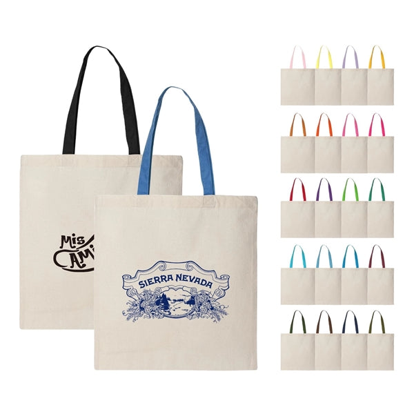 6 oz. 100% Cotton Canvas Tote w/Color Handle