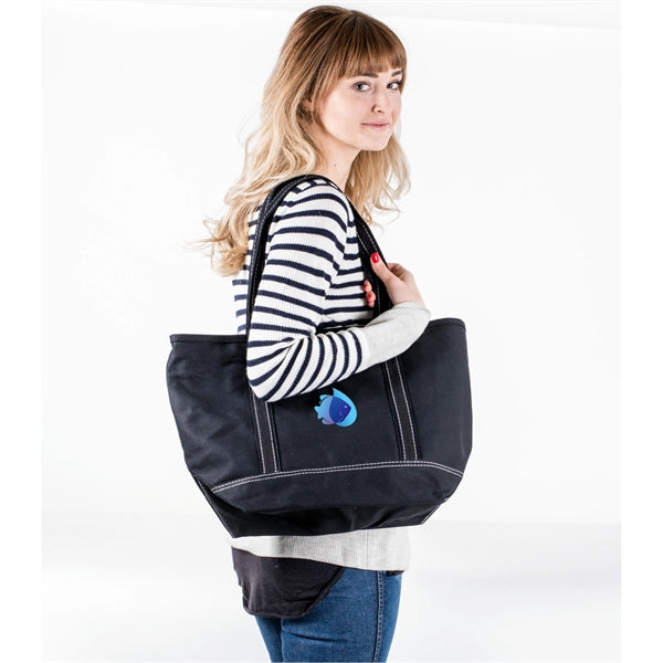 Zippered Solid Color Boat Tote Bag