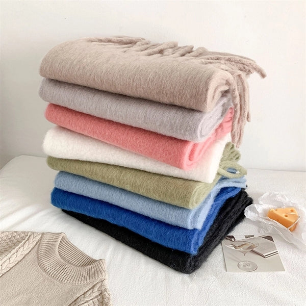 Classic Soft Mohair Long Scarf Unfold To Be Shawl Or Wrap