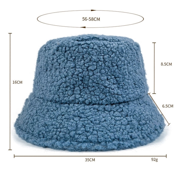 Fuzzy Sherpa Bucket Hat Faux Fur Teddy Fleece Fisherman Cap