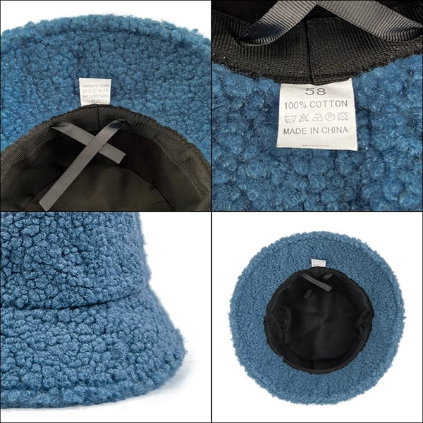 Fuzzy Sherpa Bucket Hat Faux Fur Teddy Fleece Fisherman Cap