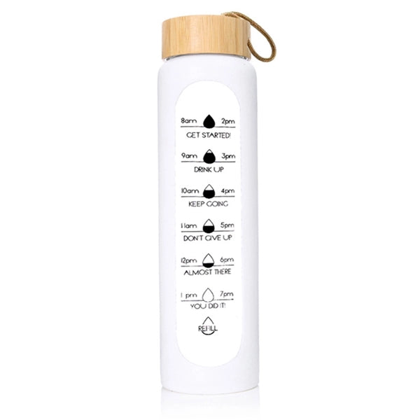 32oz Borosilicate Glass Water Bottle with Time Marker